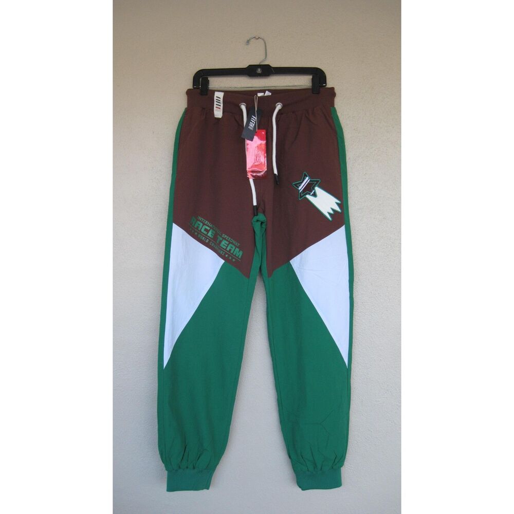 Fifth Loop International Speedway Race Team Mens Green/Brown Joggers Size L NWT